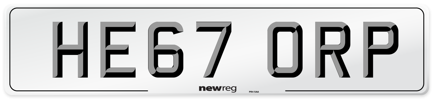 HE67 ORP Number Plate from New Reg